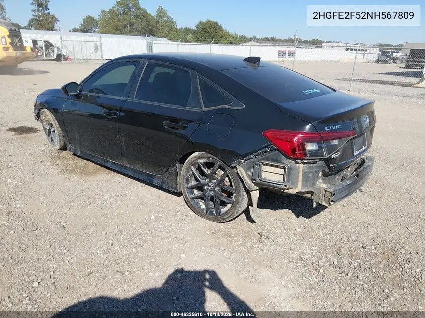 2022 HONDA CIVIC VIN 2HGFE2F52NH567809 — фото 3