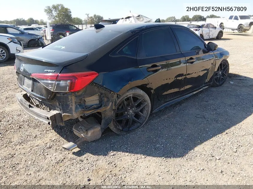 2022 HONDA CIVIC VIN 2HGFE2F52NH567809 — фото 4