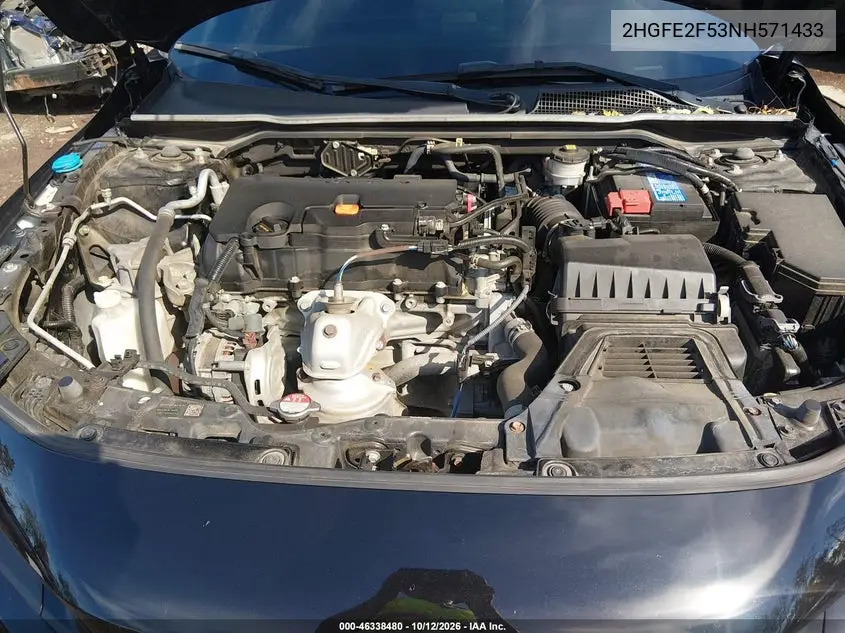2022 HONDA CIVIC VIN 2HGFE2F53NH571433 — фото 10