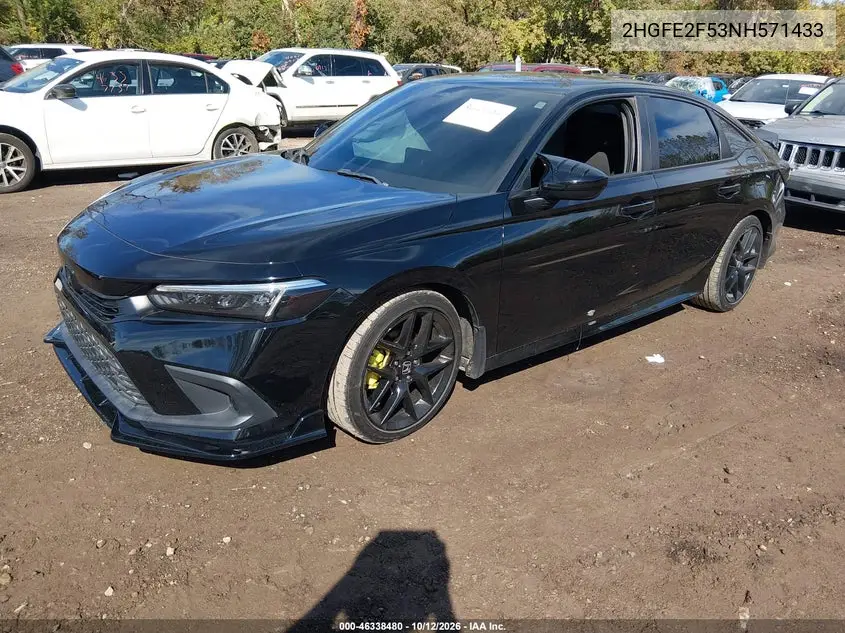 2022 HONDA CIVIC VIN 2HGFE2F53NH571433 — фото 2