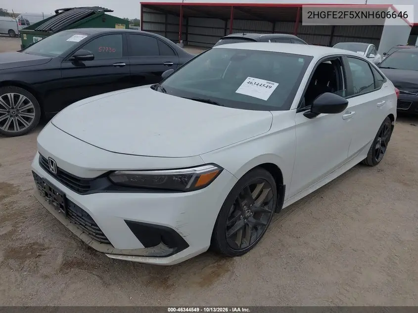 2022 HONDA CIVIC VIN 2HGFE2F5XNH606646 — фото 2
