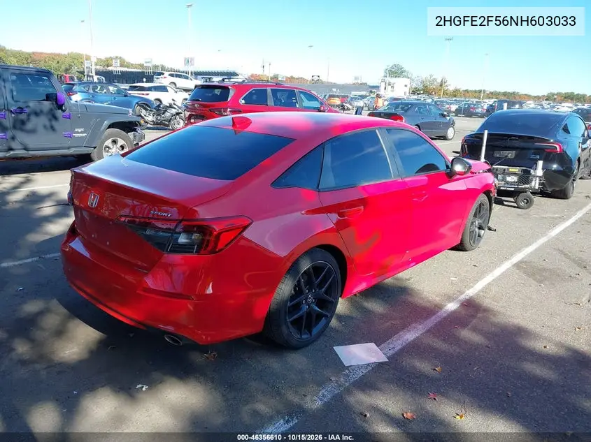 2022 HONDA CIVIC VIN 2HGFE2F56NH603033 — фото 4