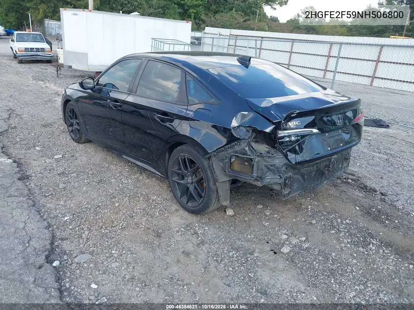 2022 HONDA CIVIC VIN 2HGFE2F59NH506800 — фото 3