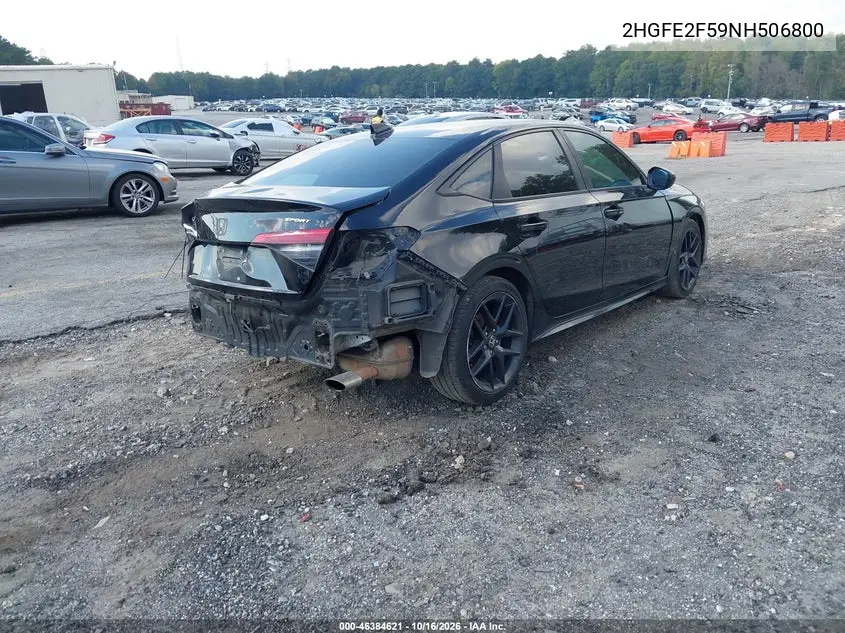 2022 HONDA CIVIC VIN 2HGFE2F59NH506800 — фото 4