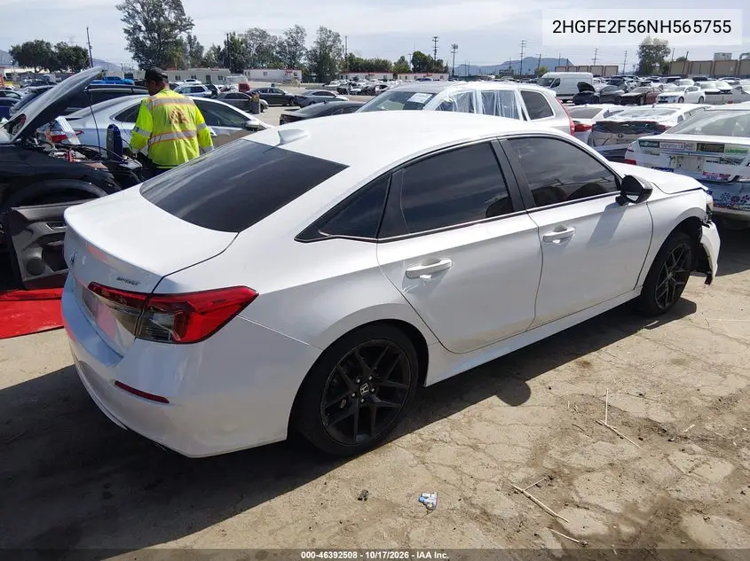 2022 HONDA CIVIC VIN 2HGFE2F56NH565755 — фото 4