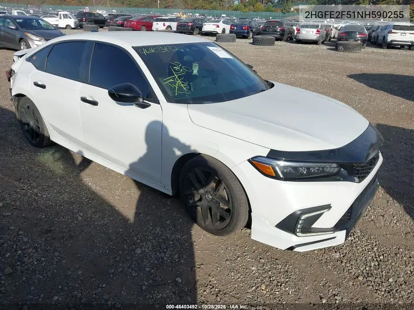 HONDA CIVIC 2022, VIN 2HGFE2F51NH590255