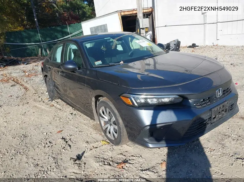 HONDA CIVIC 2022, VIN 2HGFE2F2XNH549029