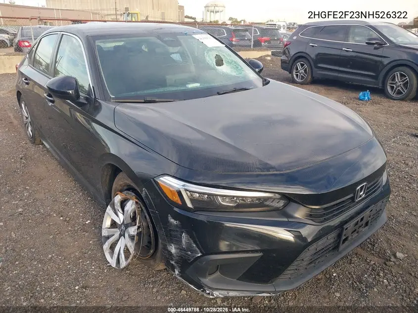 HONDA CIVIC 2022, VIN 2HGFE2F23NH526322
