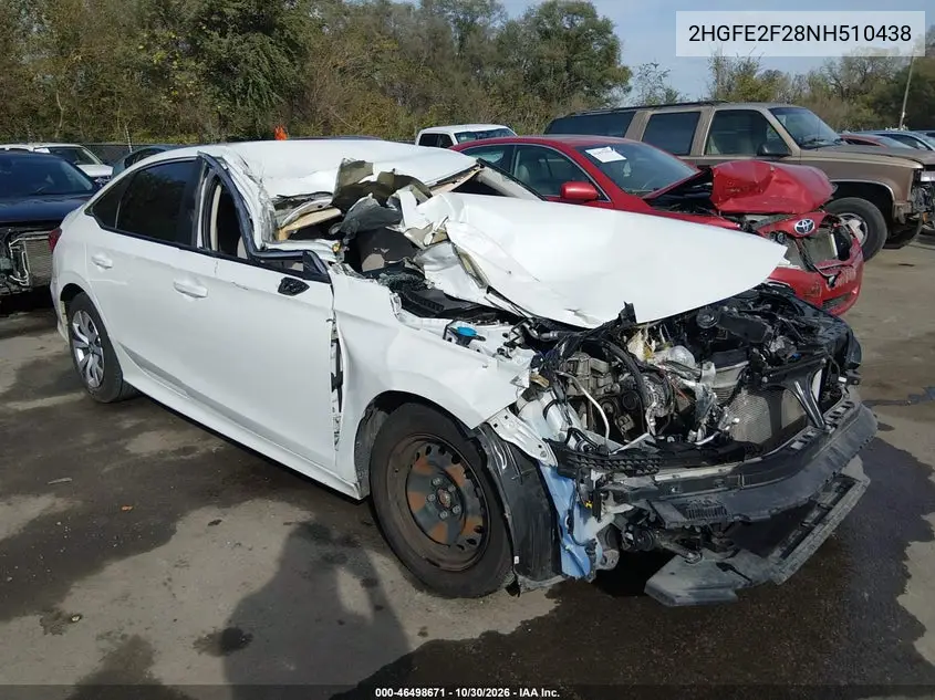 HONDA CIVIC 2022, VIN 2HGFE2F28NH510438