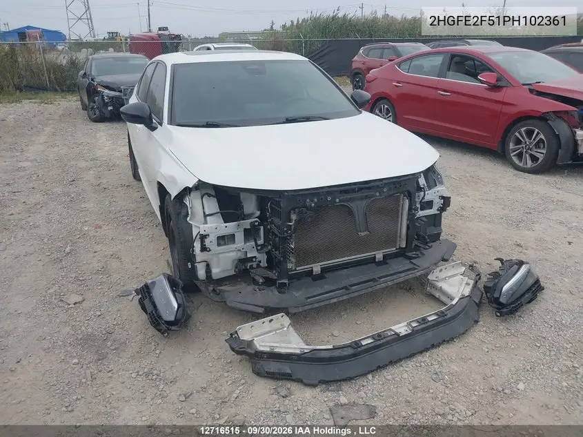 HONDA CIVIC 2023, VIN 2HGFE2F51PH102361