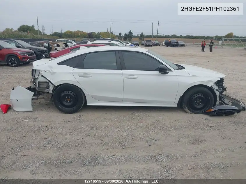 2023 HONDA CIVIC VIN 2HGFE2F51PH102361 — фото 14