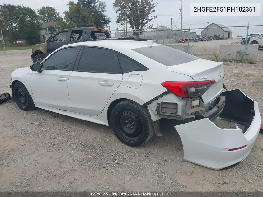 2023 HONDA CIVIC VIN 2HGFE2F51PH102361 — фото 15
