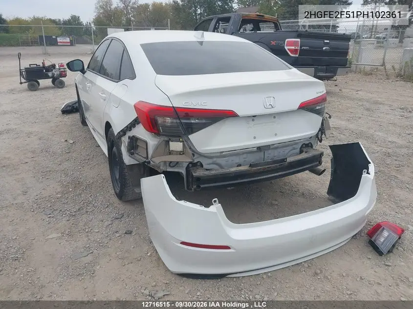 2023 HONDA CIVIC VIN 2HGFE2F51PH102361 — фото 3