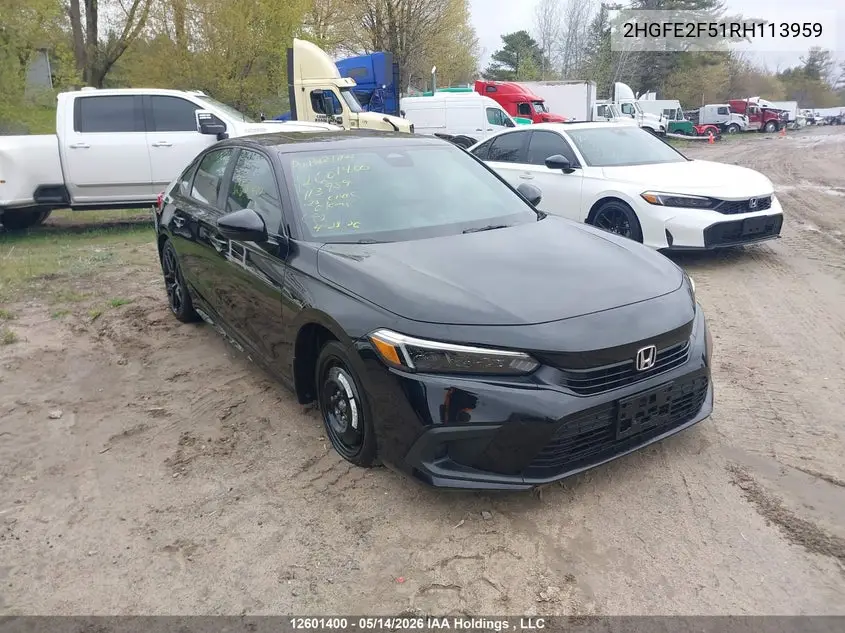 HONDA CIVIC 2024, VIN 2HGFE2F51RH113959