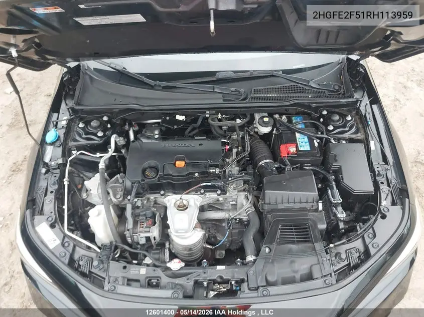 2024 HONDA CIVIC VIN 2HGFE2F51RH113959 — фото 10