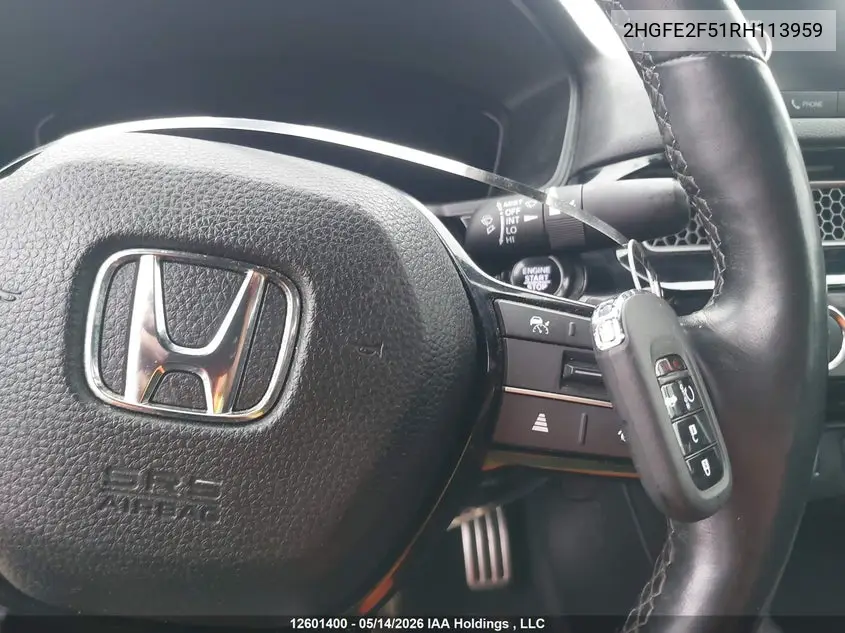 2024 HONDA CIVIC VIN 2HGFE2F51RH113959 — фото 11