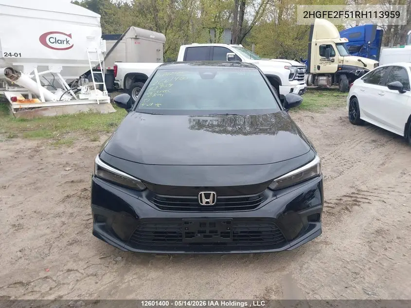 2024 HONDA CIVIC VIN 2HGFE2F51RH113959 — фото 12