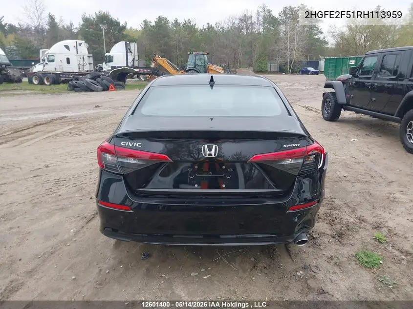 2024 HONDA CIVIC VIN 2HGFE2F51RH113959 — фото 16