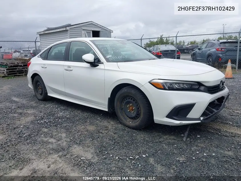 HONDA CIVIC 2024, VIN 2HGFE2F37RH102429