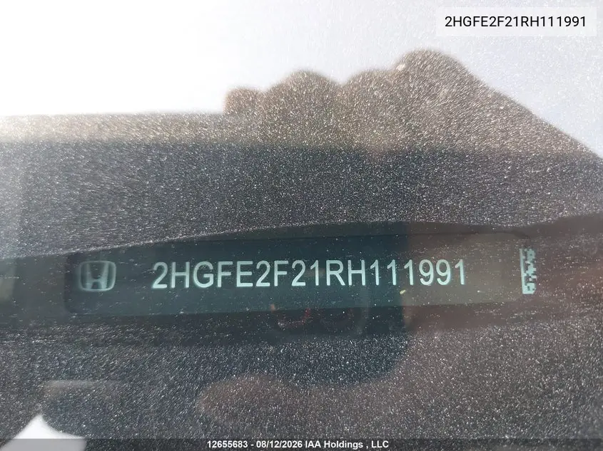 2024 HONDA CIVIC VIN 2HGFE2F21RH111991 — фото 17