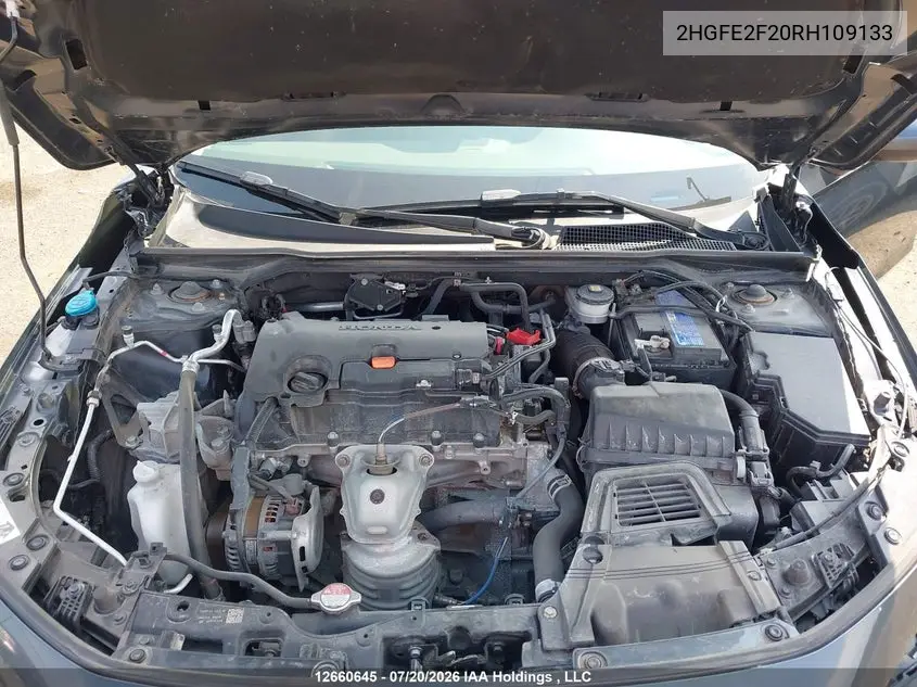 2024 HONDA CIVIC VIN 2HGFE2F20RH109133 — фото 10