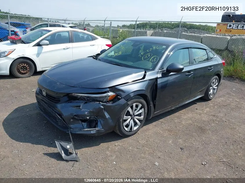 2024 HONDA CIVIC VIN 2HGFE2F20RH109133 — фото 2