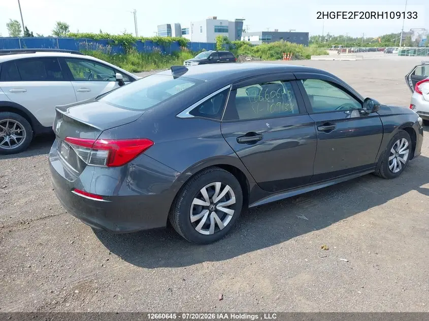 2024 HONDA CIVIC VIN 2HGFE2F20RH109133 — фото 4