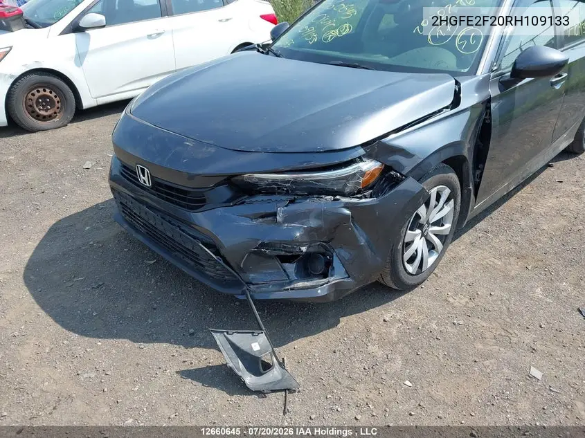 2024 HONDA CIVIC VIN 2HGFE2F20RH109133 — фото 6