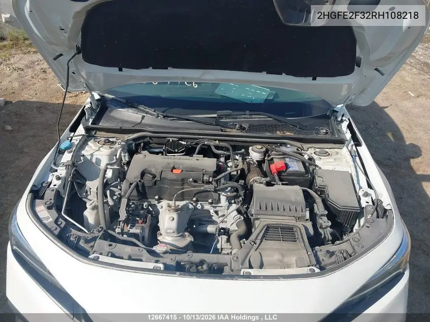 2024 HONDA CIVIC VIN 2HGFE2F32RH108218 — фото 10