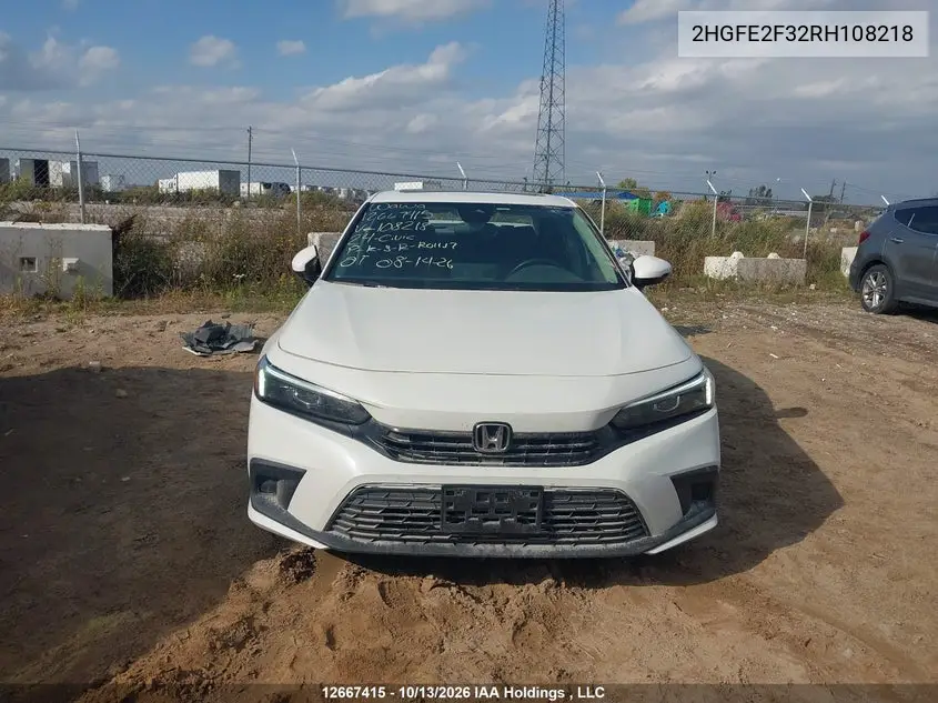 2024 HONDA CIVIC VIN 2HGFE2F32RH108218 — фото 13