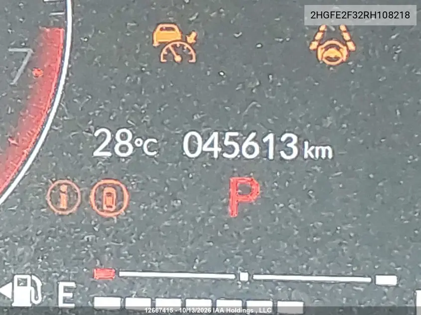 2024 HONDA CIVIC VIN 2HGFE2F32RH108218 — фото 16