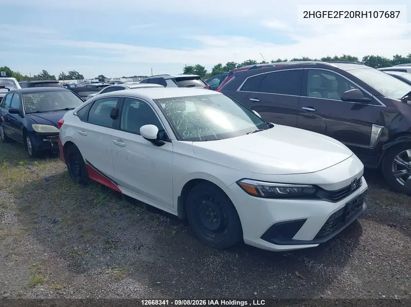 HONDA CIVIC 2024, VIN 2HGFE2F20RH107687