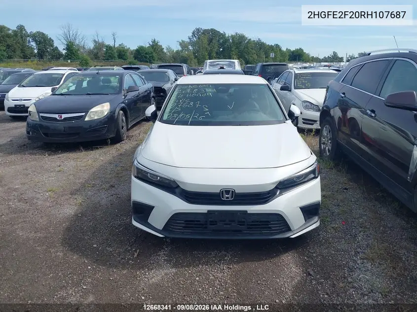 2024 HONDA CIVIC VIN 2HGFE2F20RH107687 — фото 13