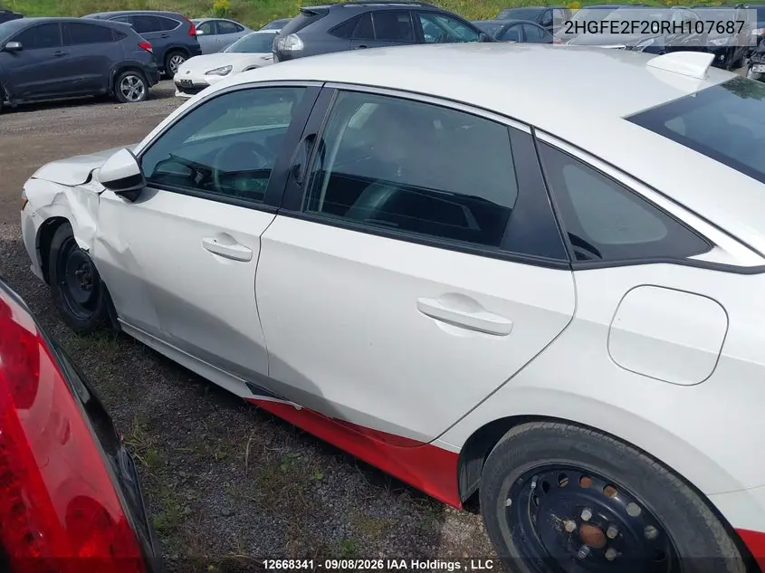 2024 HONDA CIVIC VIN 2HGFE2F20RH107687 — фото 15