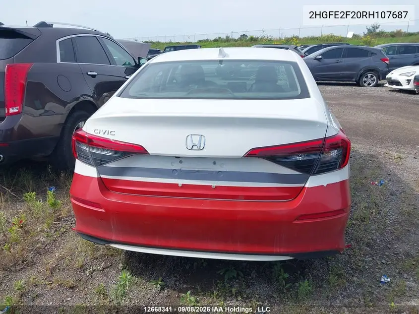 2024 HONDA CIVIC VIN 2HGFE2F20RH107687 — фото 16