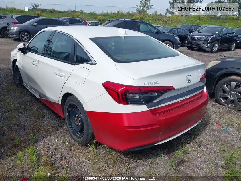 2024 HONDA CIVIC VIN 2HGFE2F20RH107687 — фото 3