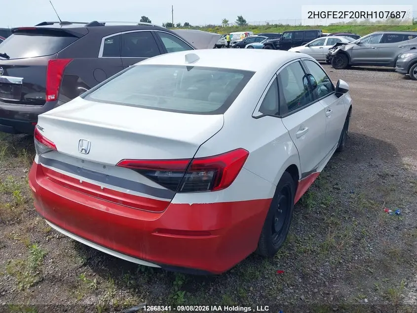 2024 HONDA CIVIC VIN 2HGFE2F20RH107687 — фото 4