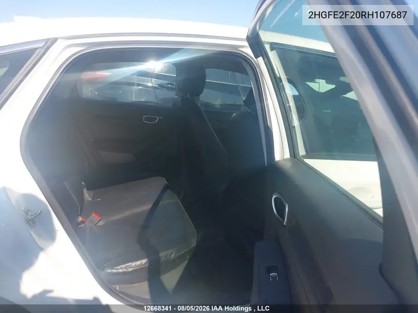 2024 HONDA CIVIC VIN 2HGFE2F20RH107687 — фото 8