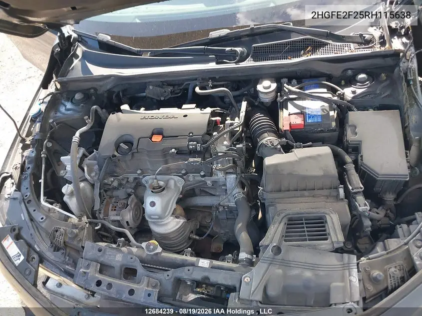 2024 HONDA CIVIC VIN 2HGFE2F25RH115638 — фото 10