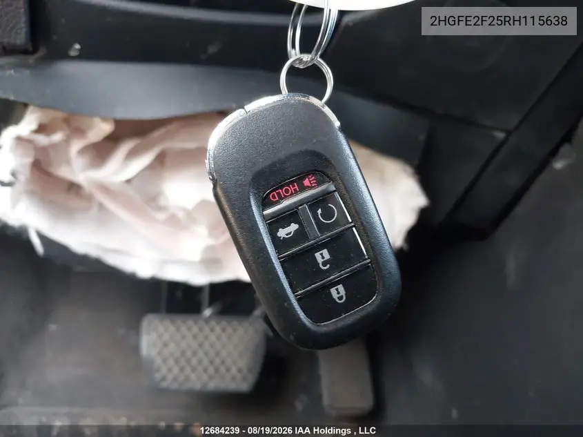 2024 HONDA CIVIC VIN 2HGFE2F25RH115638 — фото 11