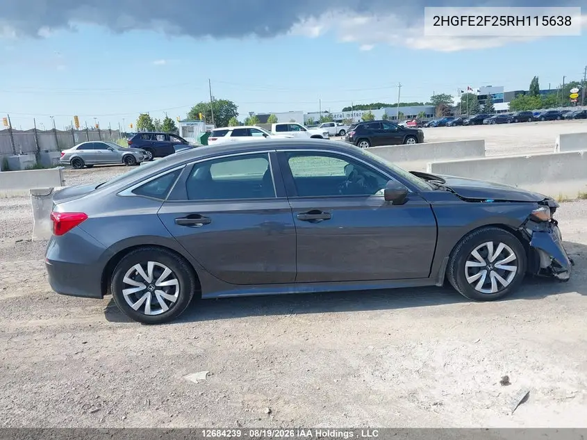 2024 HONDA CIVIC VIN 2HGFE2F25RH115638 — фото 14