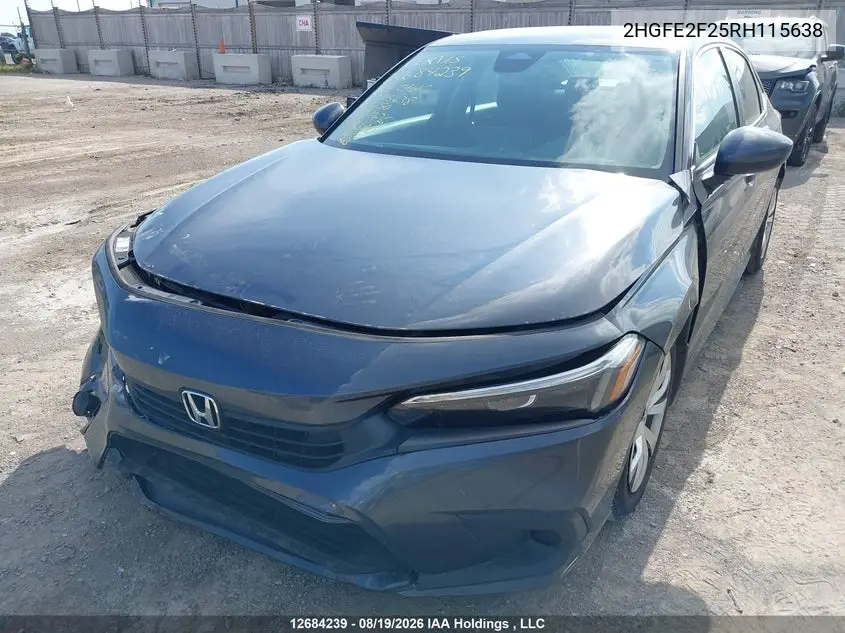 2024 HONDA CIVIC VIN 2HGFE2F25RH115638 — фото 2