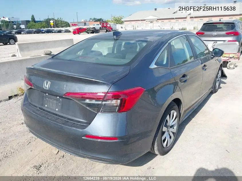 2024 HONDA CIVIC VIN 2HGFE2F25RH115638 — фото 4