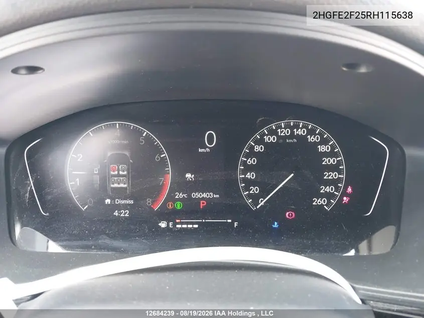 2024 HONDA CIVIC VIN 2HGFE2F25RH115638 — фото 7