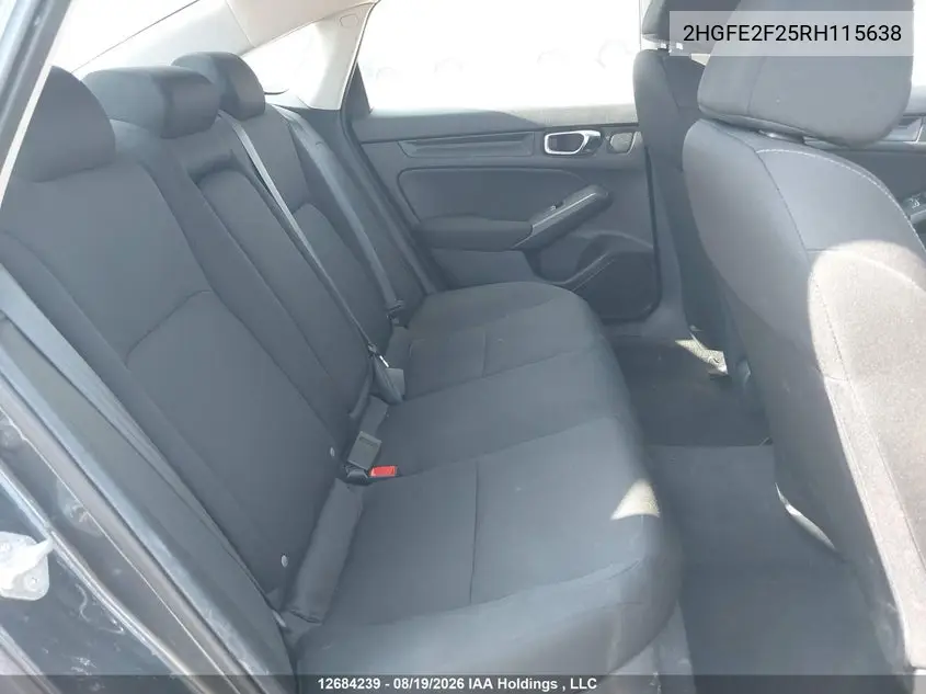 2024 HONDA CIVIC VIN 2HGFE2F25RH115638 — фото 8