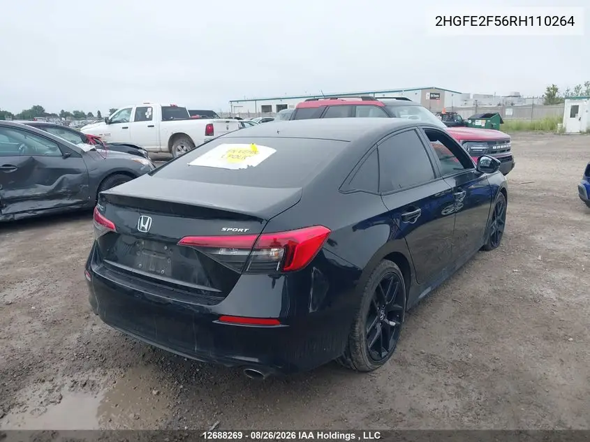2024 HONDA CIVIC VIN 2HGFE2F56RH110264 — фото 4
