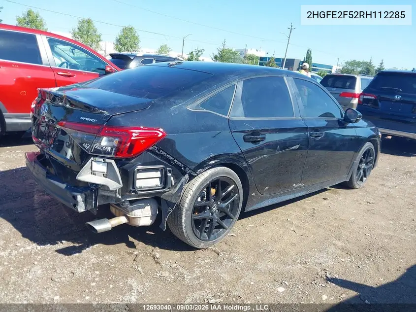 2024 HONDA CIVIC VIN 2HGFE2F52RH112285 — фото 4