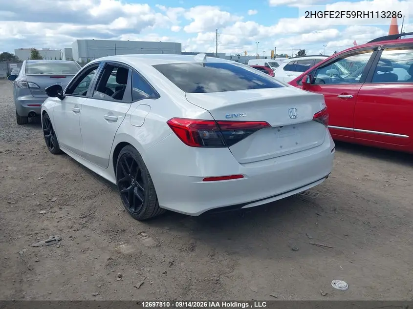 2024 HONDA CIVIC VIN 2HGFE2F59RH113286 — фото 3