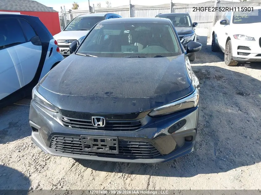 2024 HONDA CIVIC VIN 2HGFE2F52RH115901 — фото 12