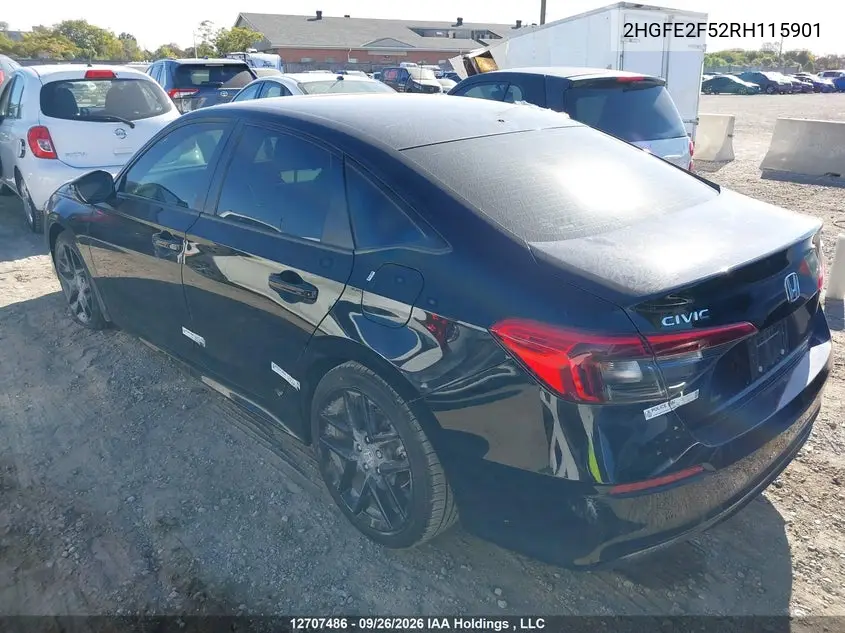 2024 HONDA CIVIC VIN 2HGFE2F52RH115901 — фото 14